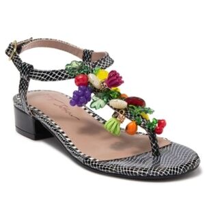 Betsey Johnson Lannah Fruit Charm Lizard Embossed Sandal